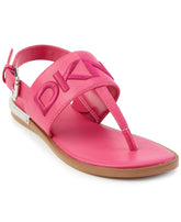 DKNY Women's Flat Buckled Sling Back Logo Sandal Heeled, Deep Fuchsia, 6